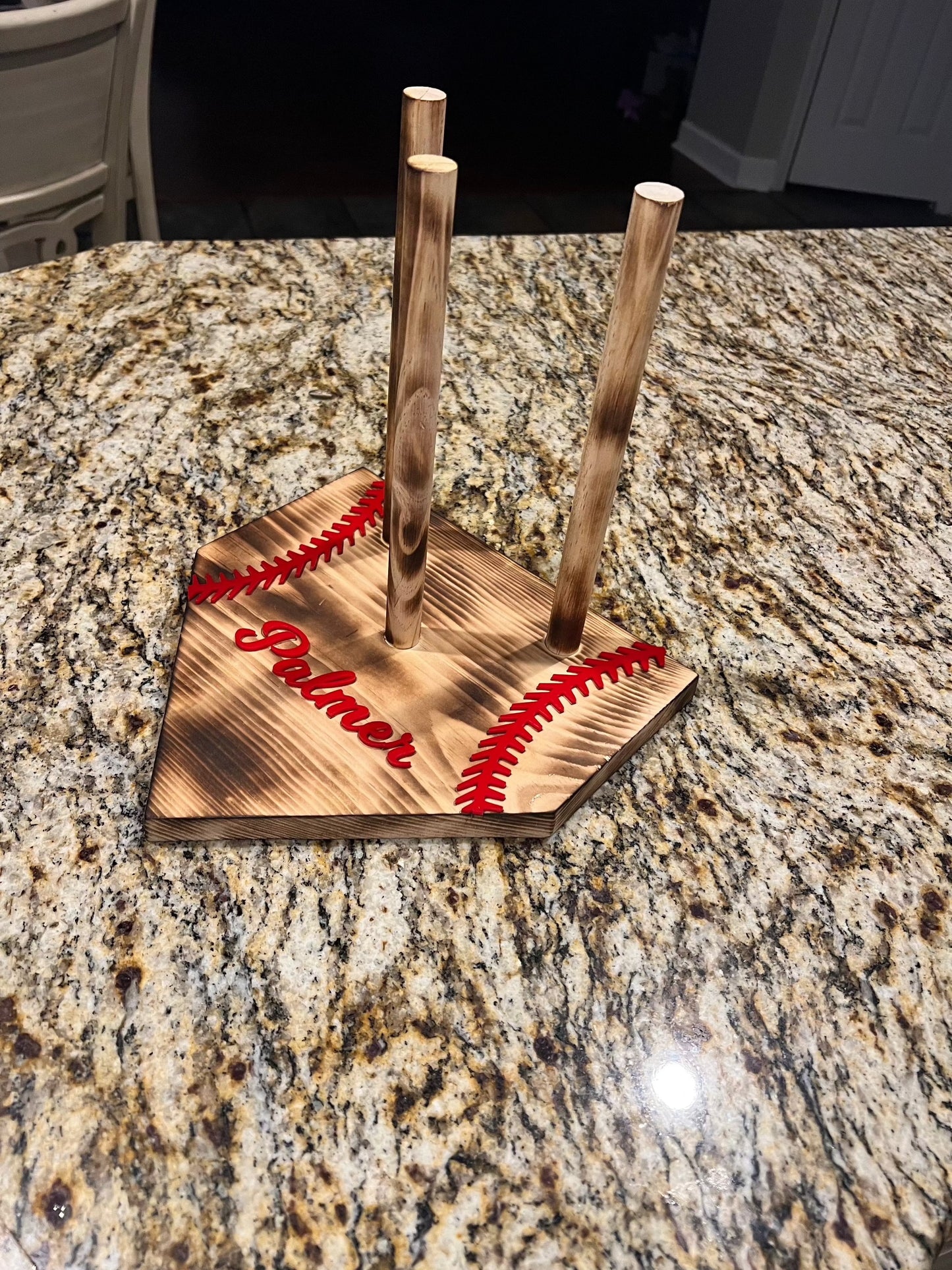 Home Plate Ring Holder with raised letters - Premium handmade good from Dreamcitywoodworks - Just $39.99! Shop now at Dreamcitywoodworks