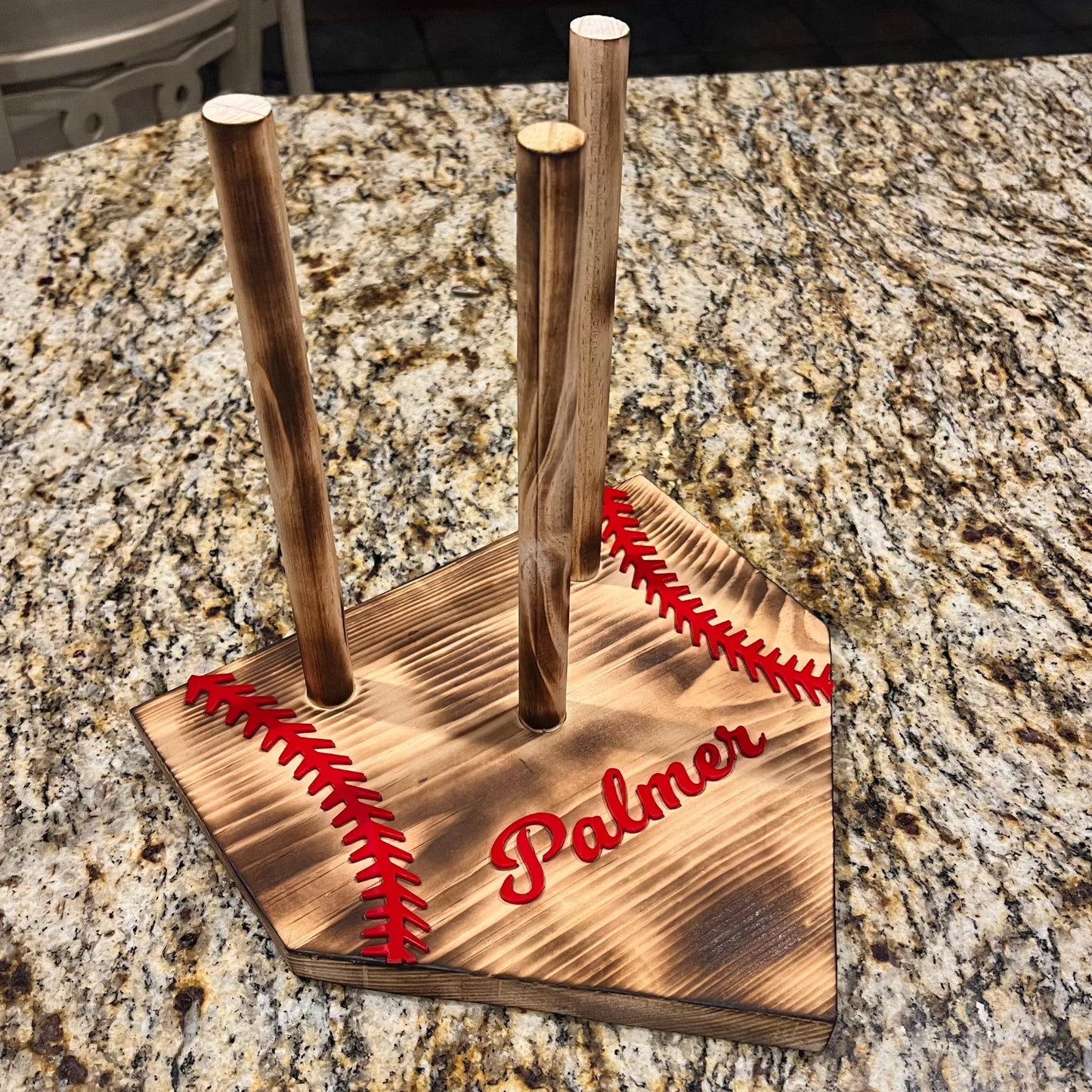 Home Plate Ring Holder with raised letters