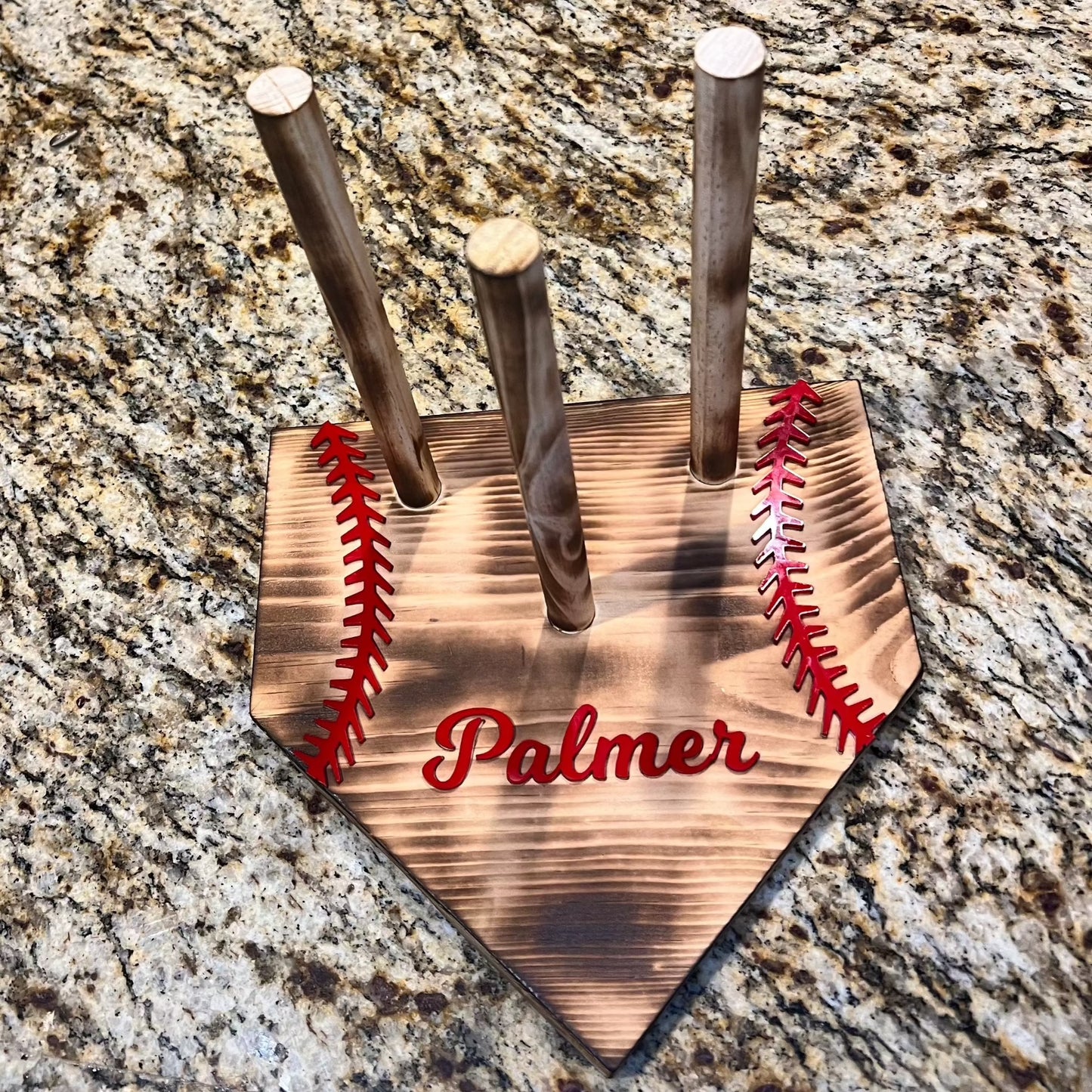 Home Plate Ring Holder with raised letters - Premium  from Dreamcitywoodworks - Just $45! Shop now at Dreamcitywoodworks